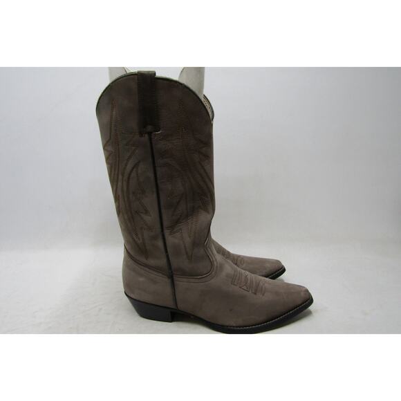 Bonanza Mens Size 9.5 D Gray Brown Soft Leather Western Cowboy Boots